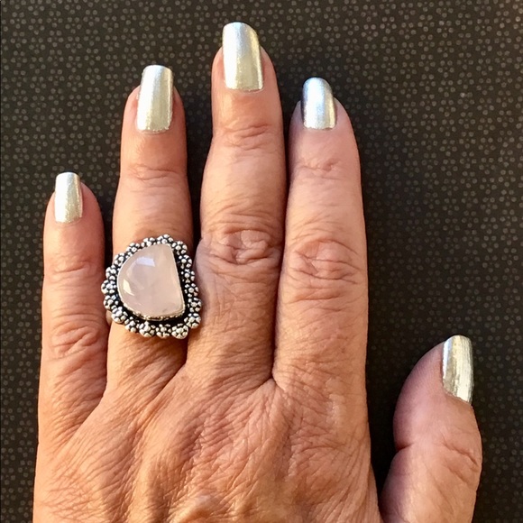 Artisan Jewelry - Rose Quartz Feminine Floral Gemstone Ring